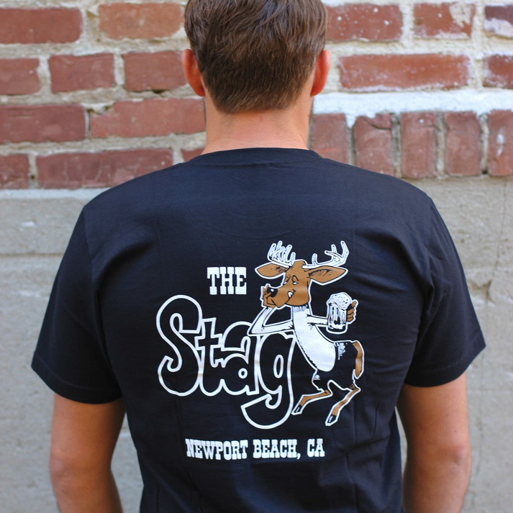 Stag Old School Black w/ White Tee