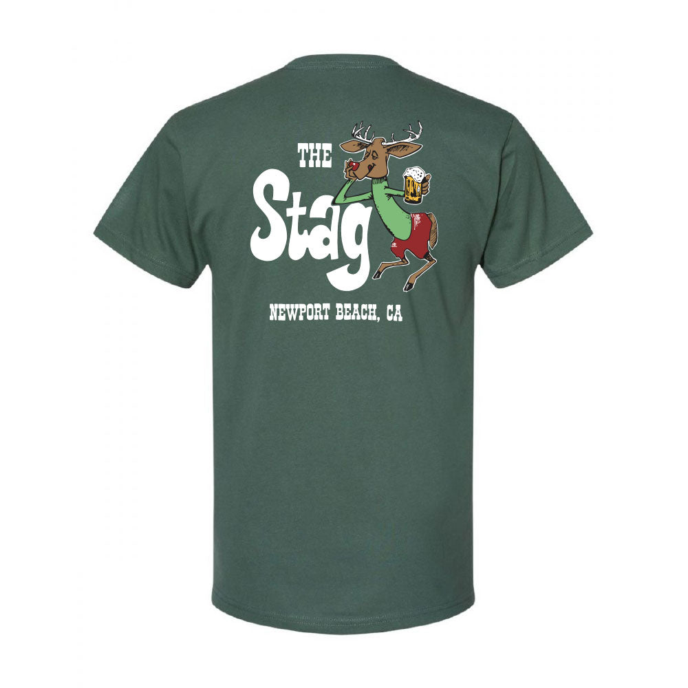 Stag Green Christmas Tee