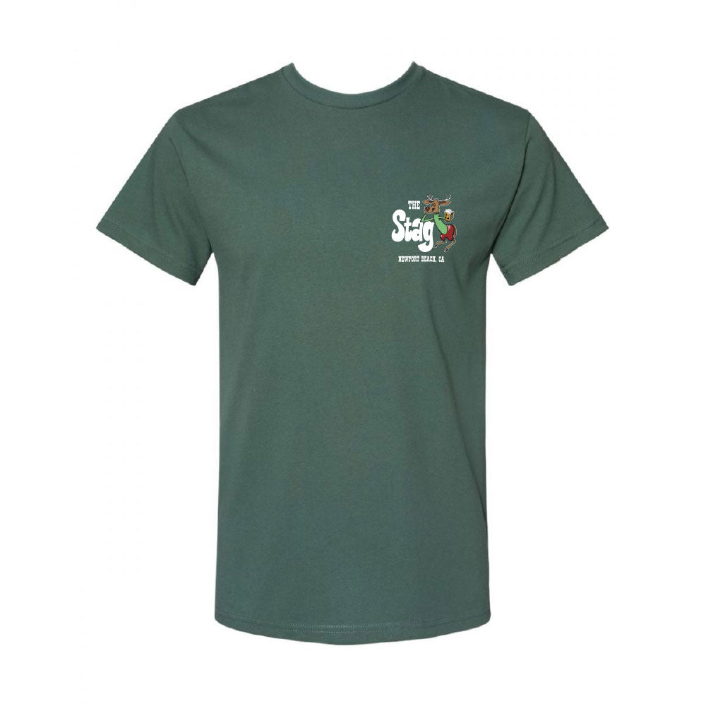 Stag Green Christmas Tee