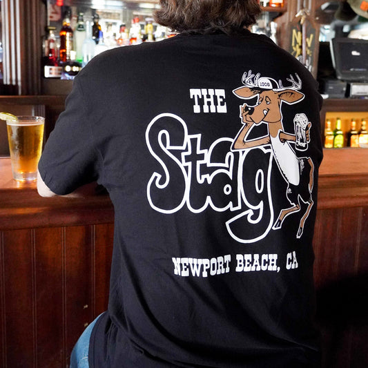 Stag Old School Black w/ White Tee